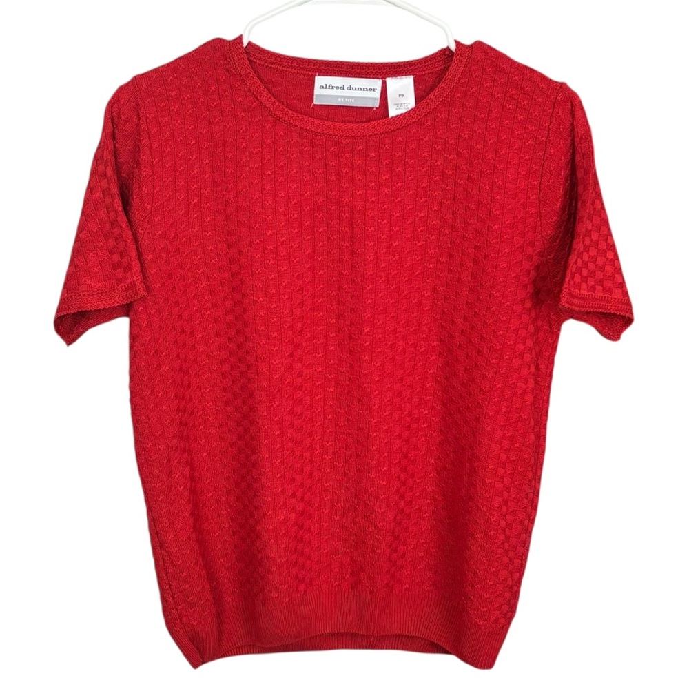 Alfred Dunner Classic Red Knit Short Sleeved Sweater Women’s Size Petite Small